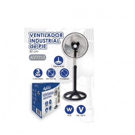 VENTILADOR INDUSTRIA DE PIE 30 CENTIMETROS 3 VELOCIDADES 45W AVANT