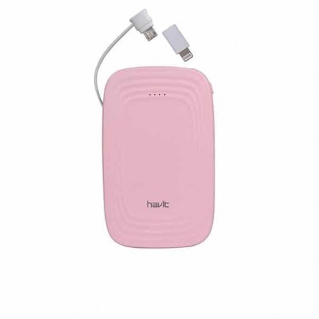 BATERÍA EXTERNA 5.000 MAH CON DOBLE ADAPTADOR ROSA PB017X HAVIT