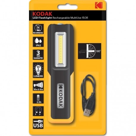 LINTERNA LED KODAK RECARGABLE USB MULTIUSE 150R 150/60 LUMENES