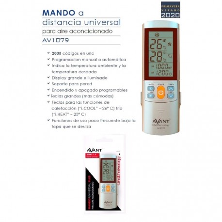 MANDO UNIVERSAL PLUS AIRE ACONDICIONADO PROGRAMABLE 2000 CODIGOS AVANT