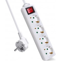 REGLETA 4 TOMAS 1.5m 3G 1.5mm2 INTERRUPTOR CON PROTECCION BLANCO LEDECOR