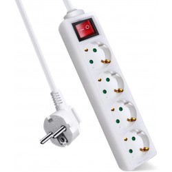 REGLETA 4 TOMAS 3.0 METROS 3X1.5mm² INTERRUPTOR CON PROTECCION BLANCO LEDECOR