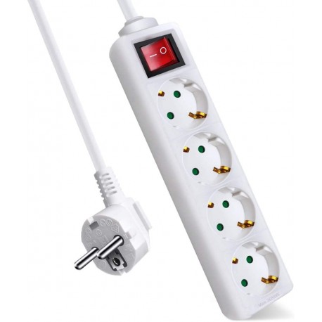 REGLETA 4 TOMAS 1.5m INTERRUPTOR CON PROTECCION BLANCO GNBK04F