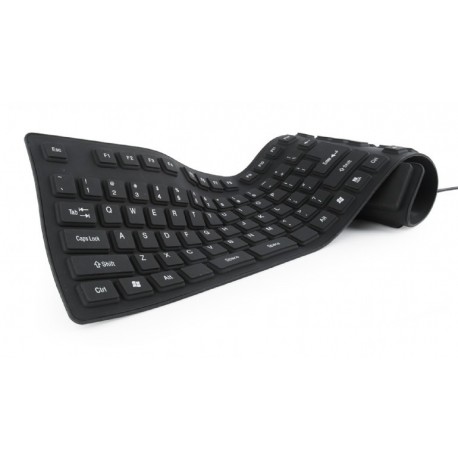 TECLADO FLEXIBLE ENROLLABLE SILICONA USB + PS/2 RESISTENTE AL AGUA NEGRO GEMBIRD