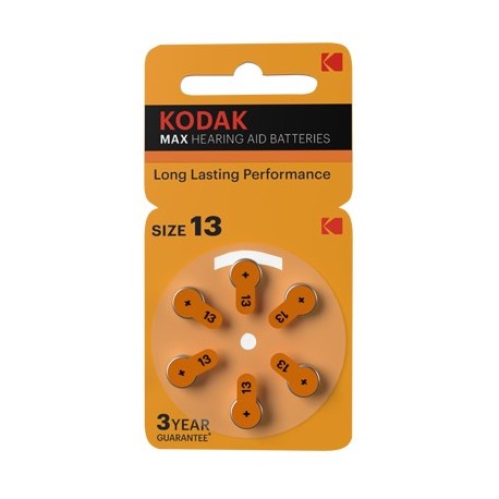 PILA AUDIFONO NARANJA KODAK MAX P13 / PR48 1,4V (PACK 6)