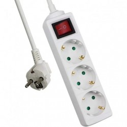 REGLETA 3 TOMAS 1.5 METROS 3X1.5mm² INTERRUPTOR CON PROTECCION BLANCO LEDECOR