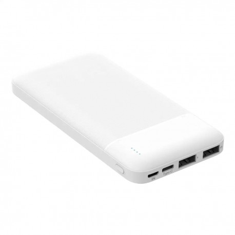 POWER BANK 10000mAh POLYMER ABS BLANCO 2USB 1TYPE-C 1 MICROUSB PLATINET