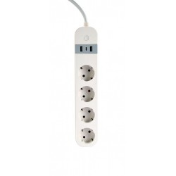 REGLETA INTELIGENTE 4 TOMAS SHUCKO + 2 USB TIPO A + 1TIPO C BLANCO GEMBIRD