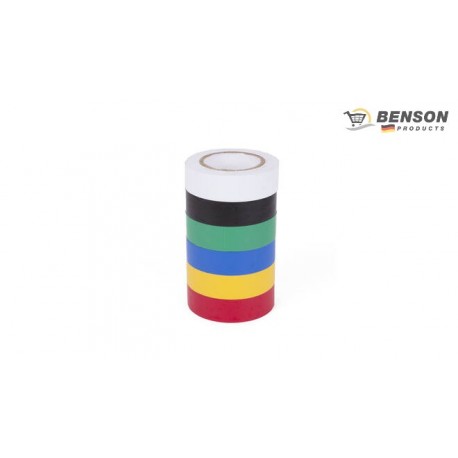 CINTA ASISLANTE PVC 6 COLORES 15 M (PACK 6) BENSON