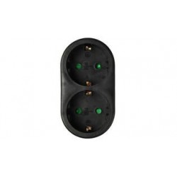 ADAPTADOR ENCHUFE 2 TOMAS SCHUKO 16A VERTICAL NEGRO 