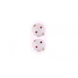 ADAPTADOR ENCHUFE 2 TOMAS SCHUKO 16A HORIZONTAL BLANCO 