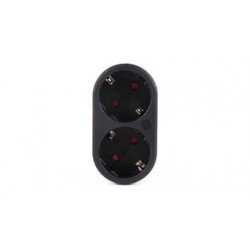 ADAPTADOR ENCHUFE 2 TOMAS SCHUKO 16A HORIZONTAL NEGRO 