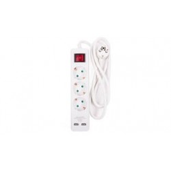 REGLETA 3 TOMAS + 2 USB-A 1.5M 3X1,5MM INTERRUPTOR CON PROTECCION 