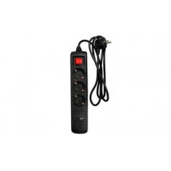 REGLETA 3 TOMAS + USB-A + USB-C 3A 1.5M 3X1,5MM INTERRUPTOR CON PROTECCION NEGRO 