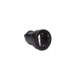 CLAVIJA DE GOMA HEMBRA C/TOMA TIERRA SCHUKO 16A NEGRO