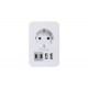 ADAPTADOR ENCHUFE SCHUKO BLANCO +2 X USB A+ 2 X USB TYPEC BENSON