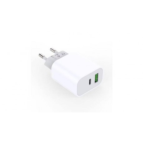 CARGADOR ENCHUFE USB TIPO-C & USB-A 20W BLANCO BENSON