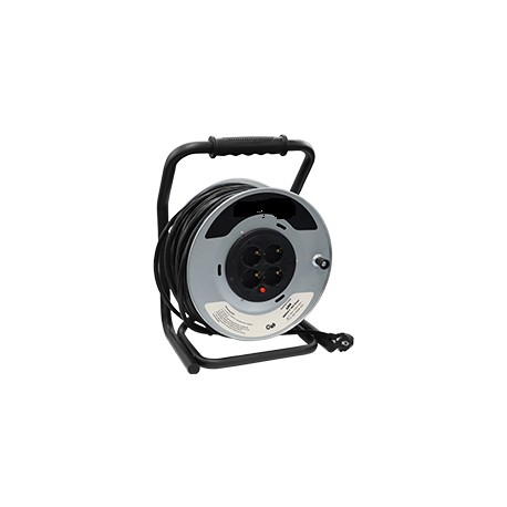 CARRETE DE METAL 4 TOMAS ALARGADOR DE CABLE 50 Metros 3G 2.5mm2
