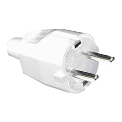 CLAVIJA DE CAUCHO MACHO C/TOMA TIERRA SCHUKO 16A BLANCO LEDECOR