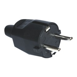 CLAVIJA DE CAUCHO MACHO C/TOMA TIERRA SCHUKO 16A NEGRO LEDECOR