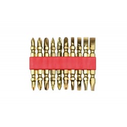 JUEGO PUNTAS DOBLES PARA ATORNILLADOR ACERO AL CARBONO 10 PIEZAS