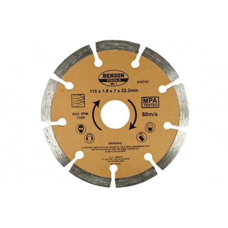 DISCO DE CORTE DIAMANTE Ø 115MM PIEDRA/LADRILLO/HORMIGON SEGMENTADO