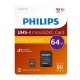 TARJETA DE MEMORIA MICRO SD 64GB PHILIPS CLASE 10 XC + ADAPTADOR