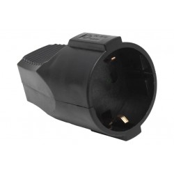 CLAVIJA DE GOMA HEMBRA C/TOMA TIERRA SCHUKO 16A NEGRO LEDECOR