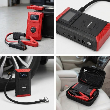 ARRANCADOR DE BATERIA COCHE 12V 800A + COMPRESOR INFLADOR DE NEUMATICOS