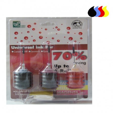 KIT DE RECARGA UNIVERSAL INK / 3x25 ml TINTA COLOR